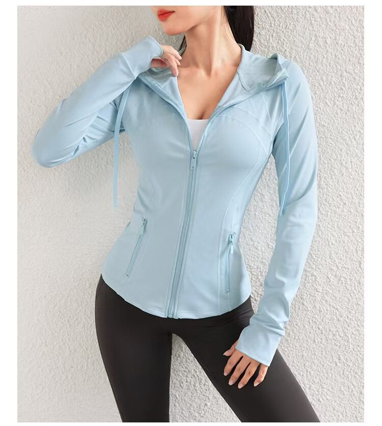 Yoga Fitness Jacket - سترة يوجا نسائية بأكمام طويلة، هودي