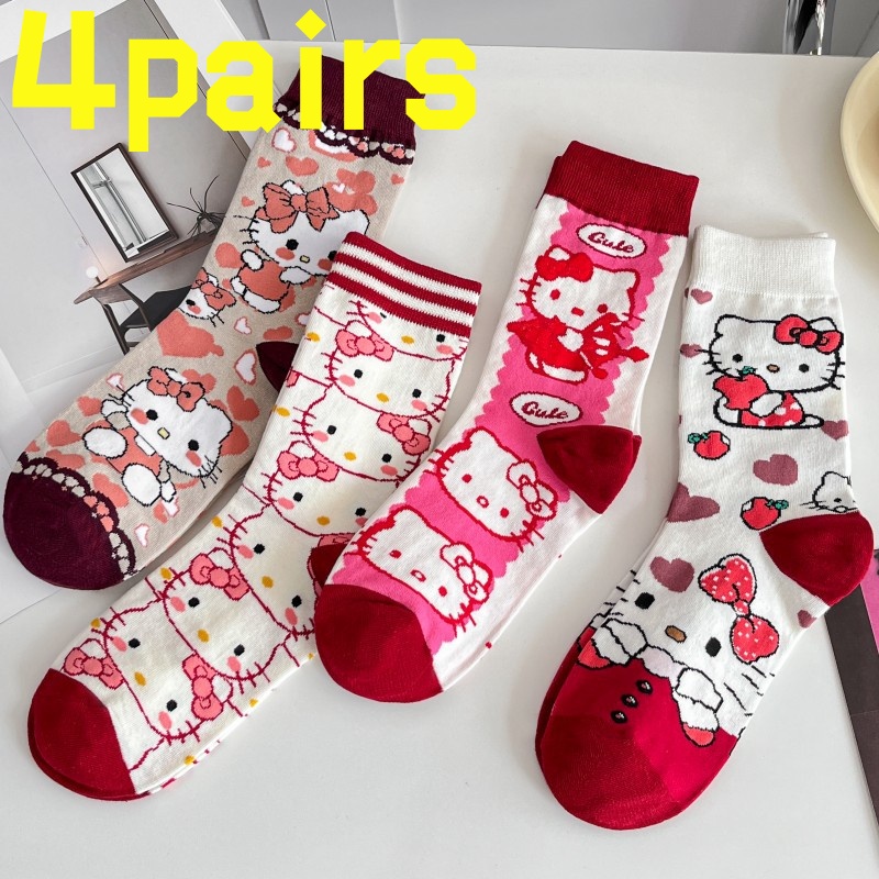 Yoga Fitness First - 4 أزواج من جوارب HelloKitty المضادة