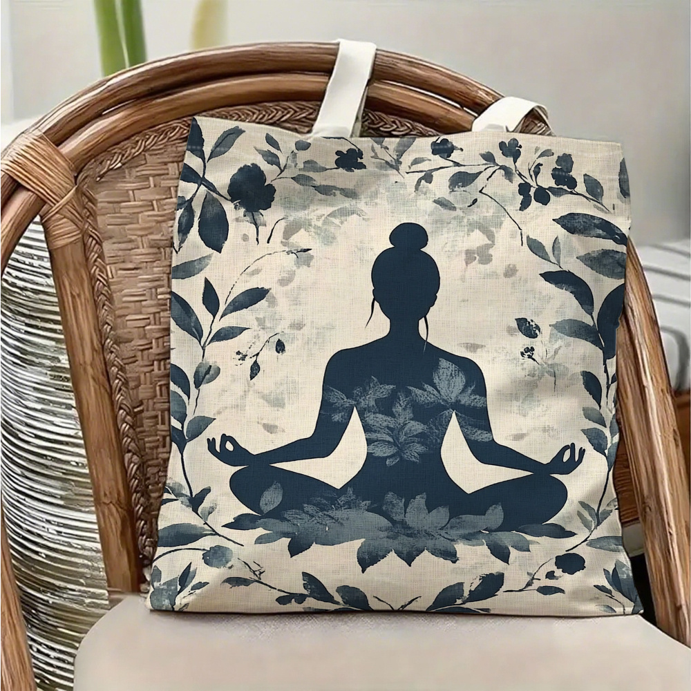 Yoga Fitness Holiday - حقيبة كتف قماشية بتصميم اليوغا والتأمل