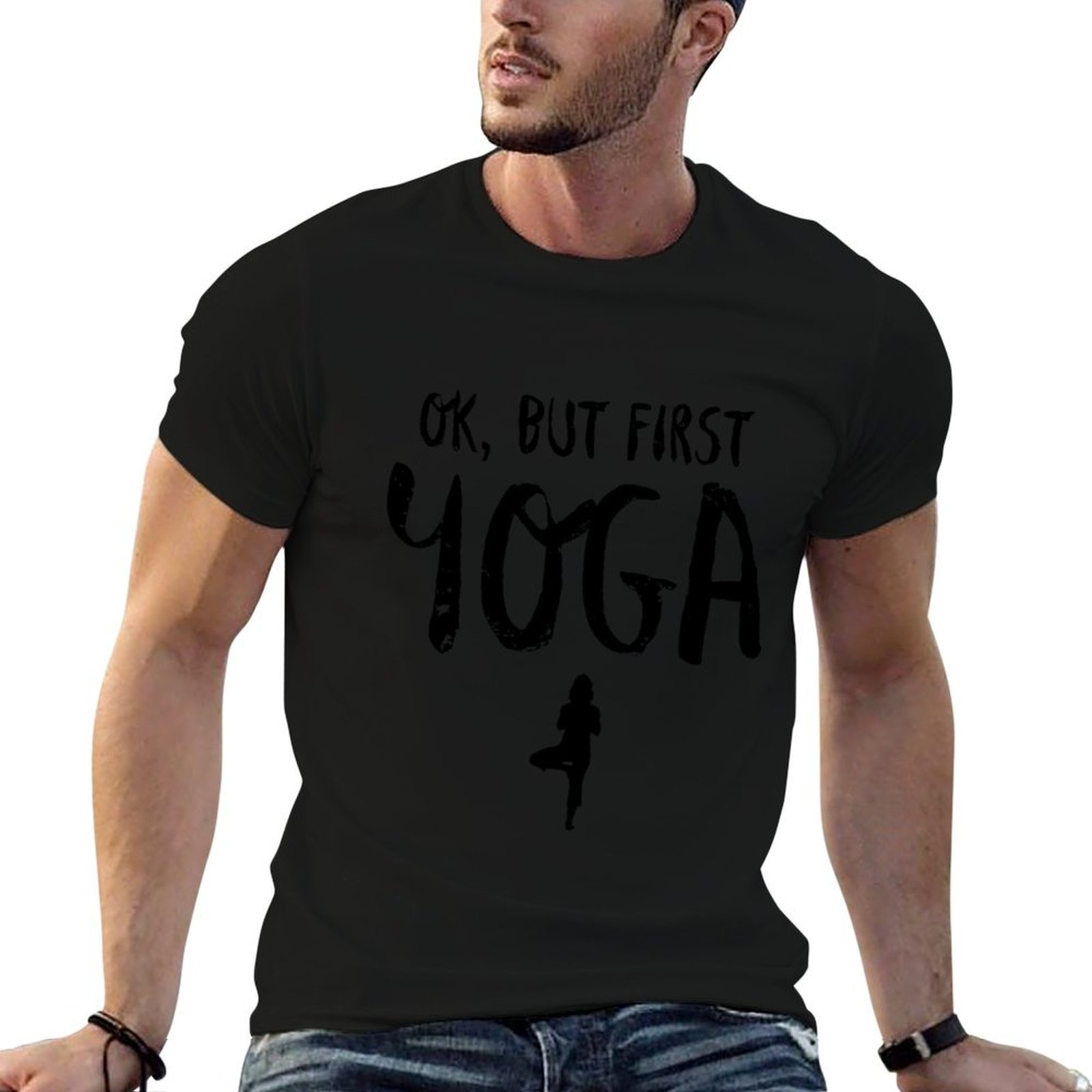 Yoga Fitness First - تي شيرت Ok But First Yoga