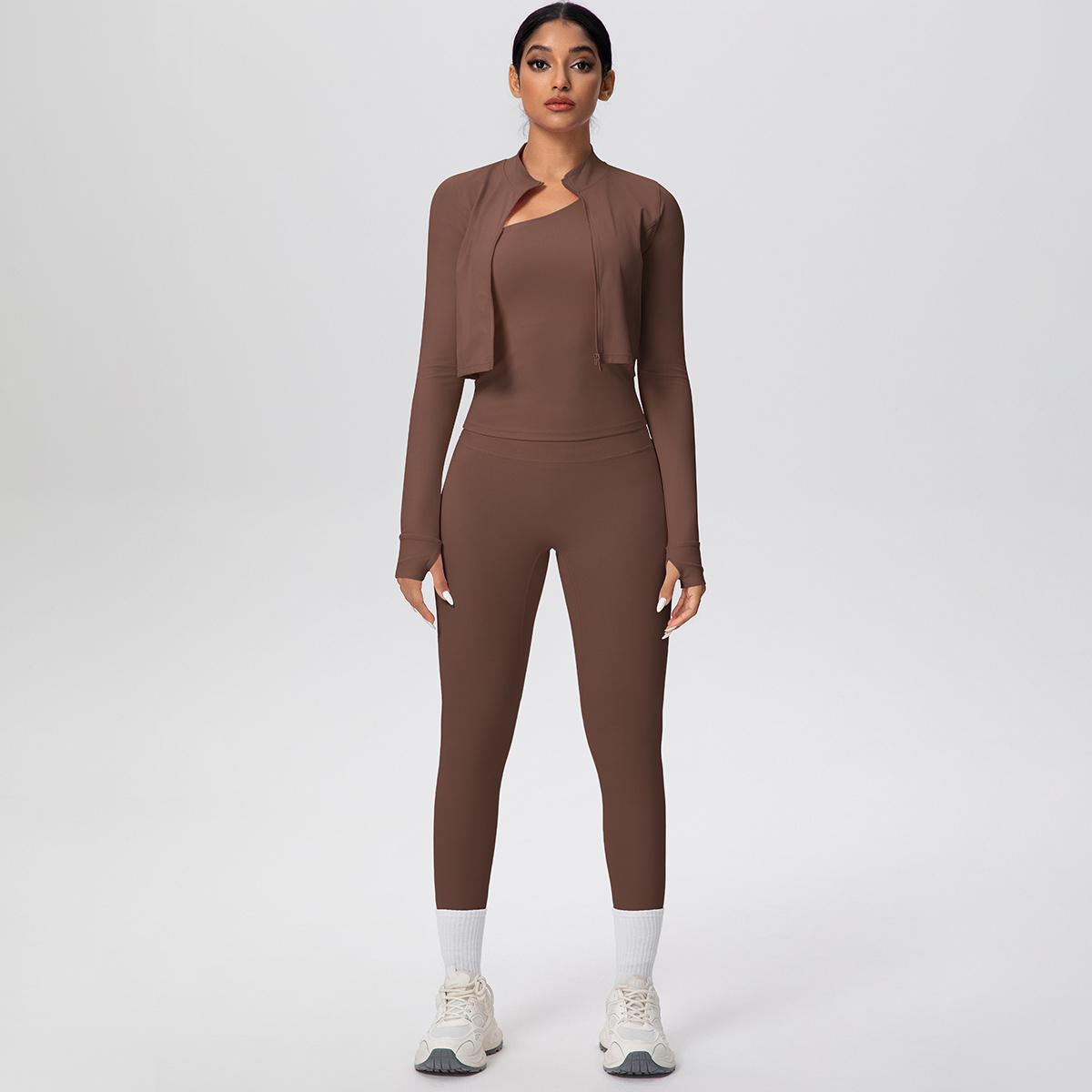 طقم رياضي نسائي من 3 قطع للياق - مراجعة Yoga Fitness Jacket وسعره