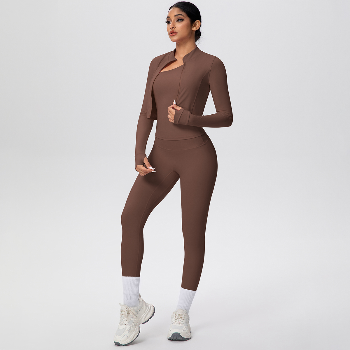 طقم رياضي نسائي من 3 قطع للياق - مراجعة Yoga Fitness Jacket وسعره