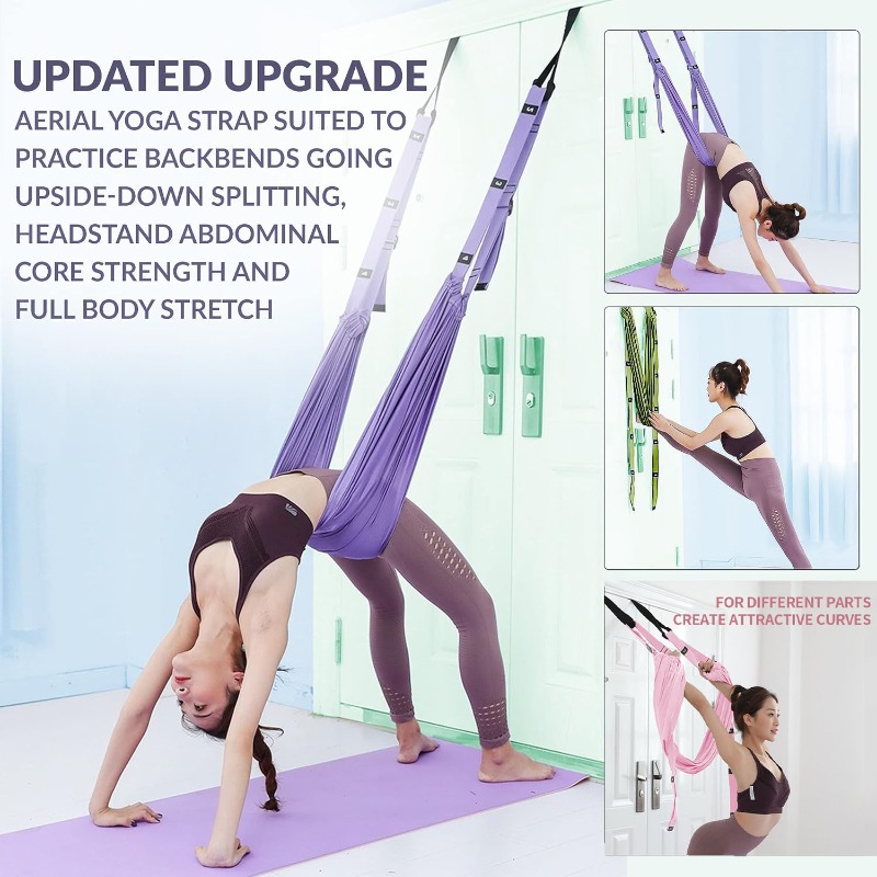 مجموعة أرجوحة يوغا هوائية قابل - مراجعة Yoga Fitness Stretching Strap وسعره